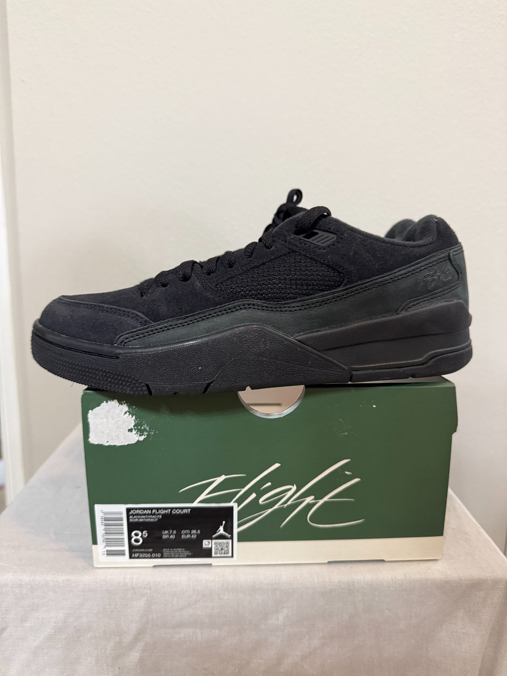 Jordan Flight Court Black Suede Sneakers Mens Size 8.5